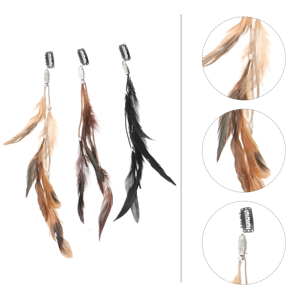 3pcs Retro Hair Clips Feather Bobby Pin Woman Hair Decoration Accessories Hairpin (Mixed Color)