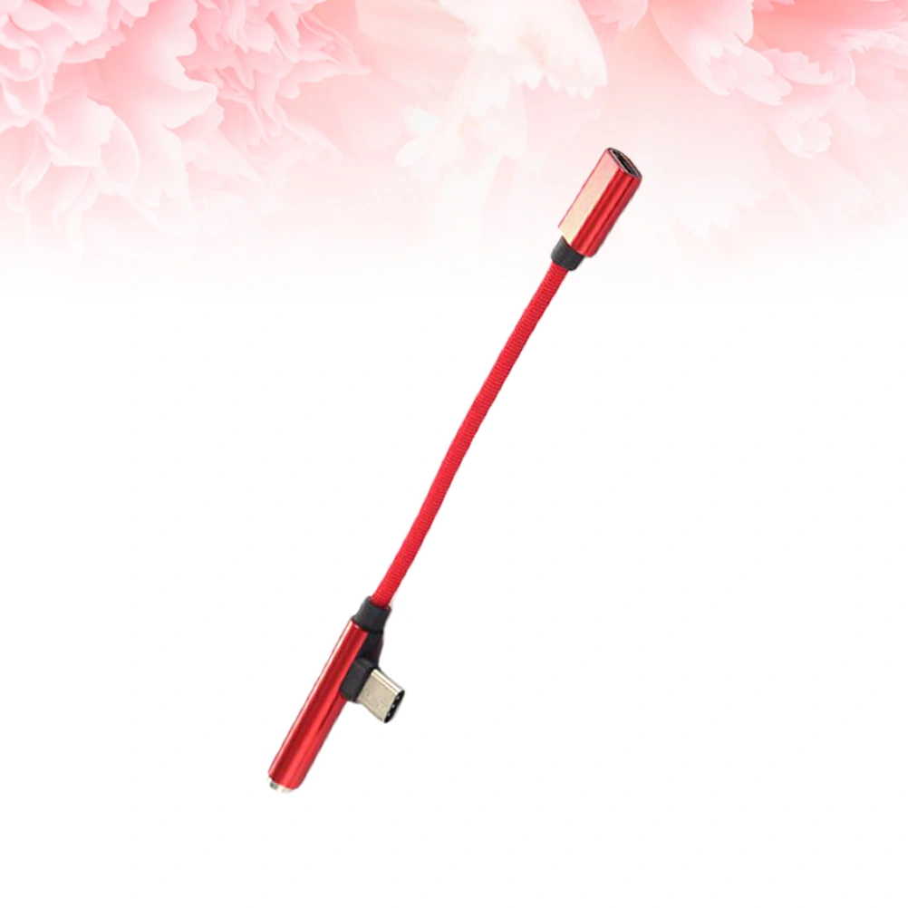 1PCS Type-C to 3.5mm Headphone Jack AUX Audio Cable Adapter Charging Converter for Phone (Red)