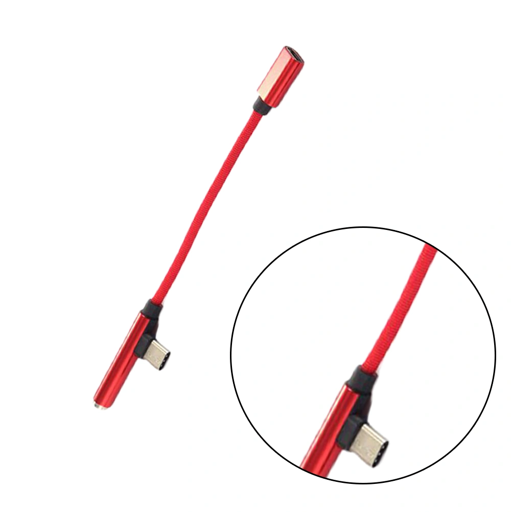 1PCS Type-C to 3.5mm Headphone Jack AUX Audio Cable Adapter Charging Converter for Phone (Red)