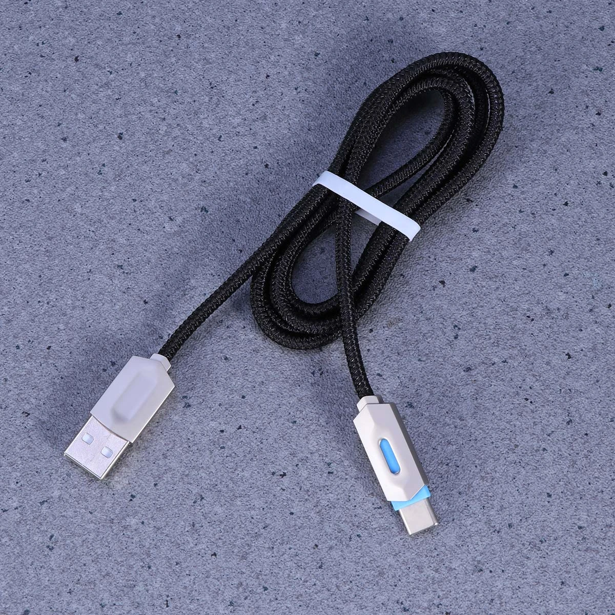 1 Meter Charger Cable with LED Light Indicator Nylon Braided USB C Data Sync and Charging Cable for Android Phones Tablets Samsung/Google Pixel 2/Sony LG Lumia (Black)