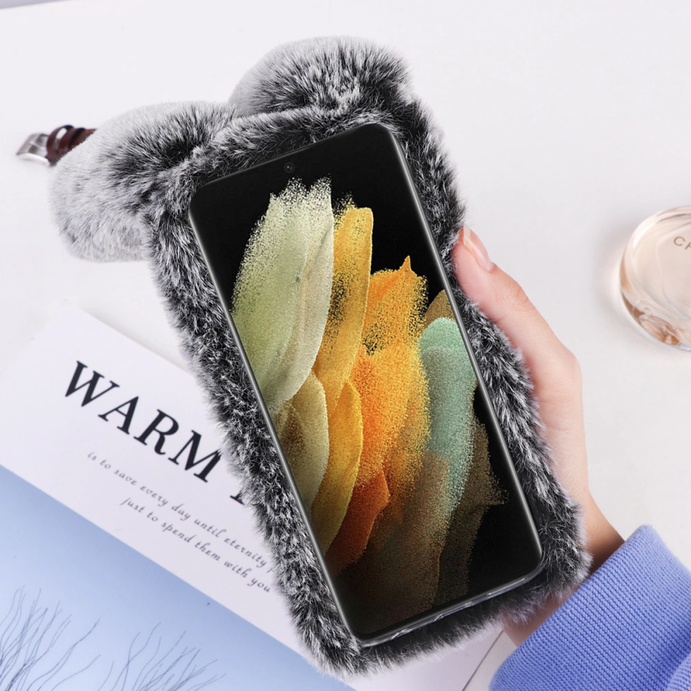 Bunny Ear Furry Girly Phone Cover Fuzzy Phone Case Compatible with Moto G Stylus