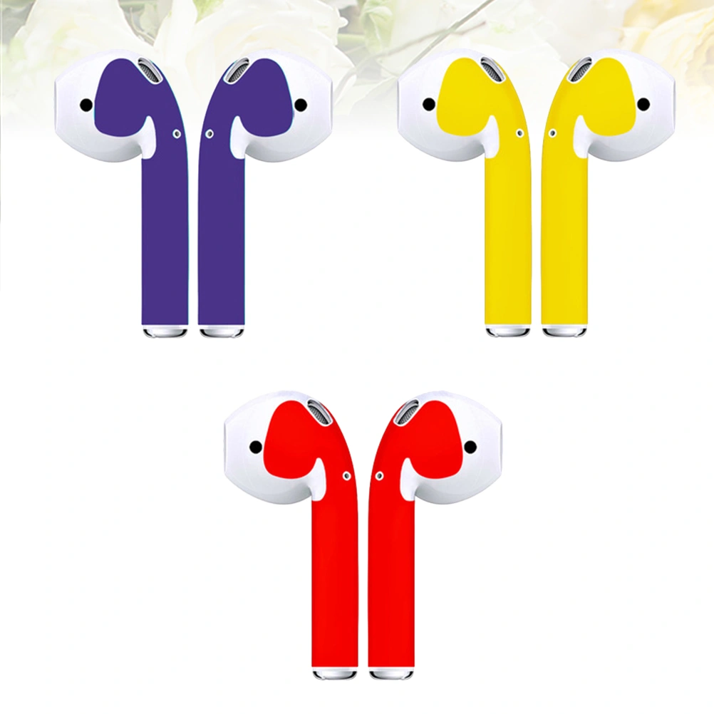 3 Pairs Chic Earphone Sticker Dustproof Wireless Headset Sticker Protective Stickers Compatible for Airpods Pro (Red + Gold + Purple)