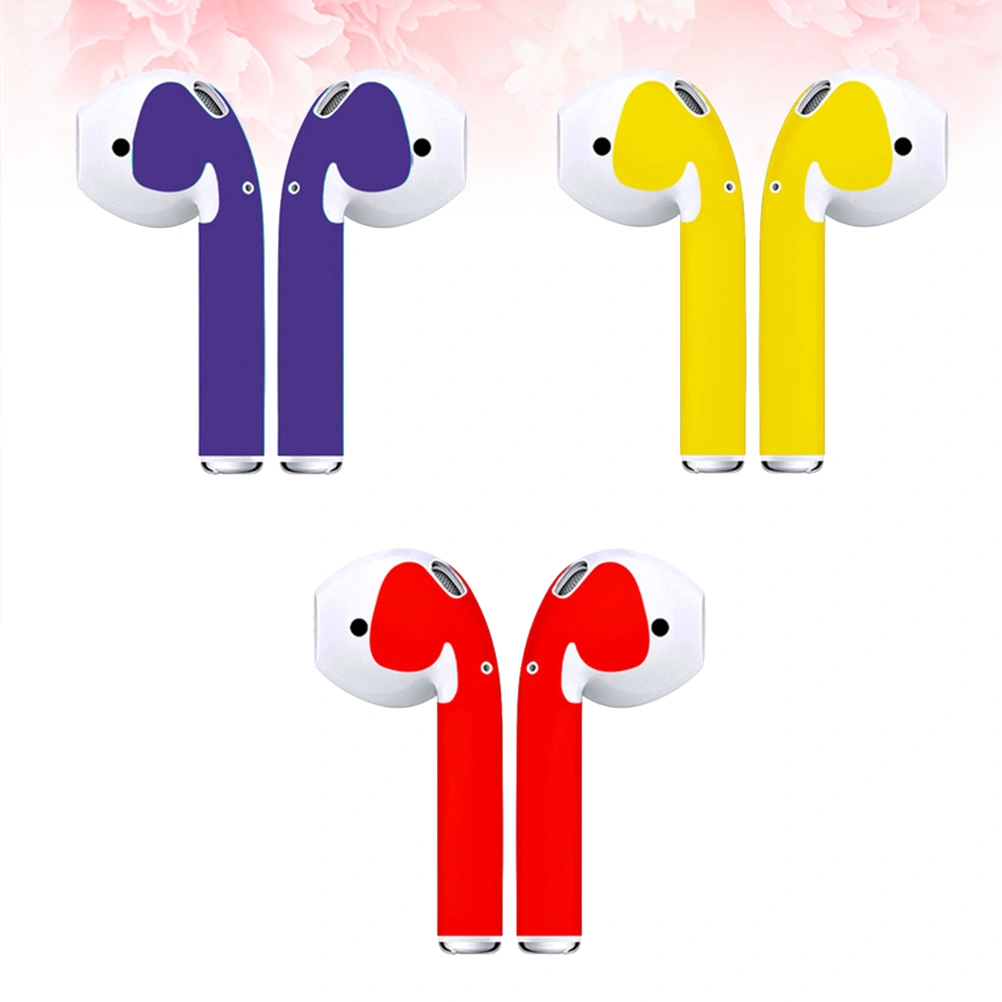 3 Pairs Chic Earphone Sticker Dustproof Wireless Headset Sticker Protective Stickers Compatible for Airpods Pro (Red + Gold + Purple)