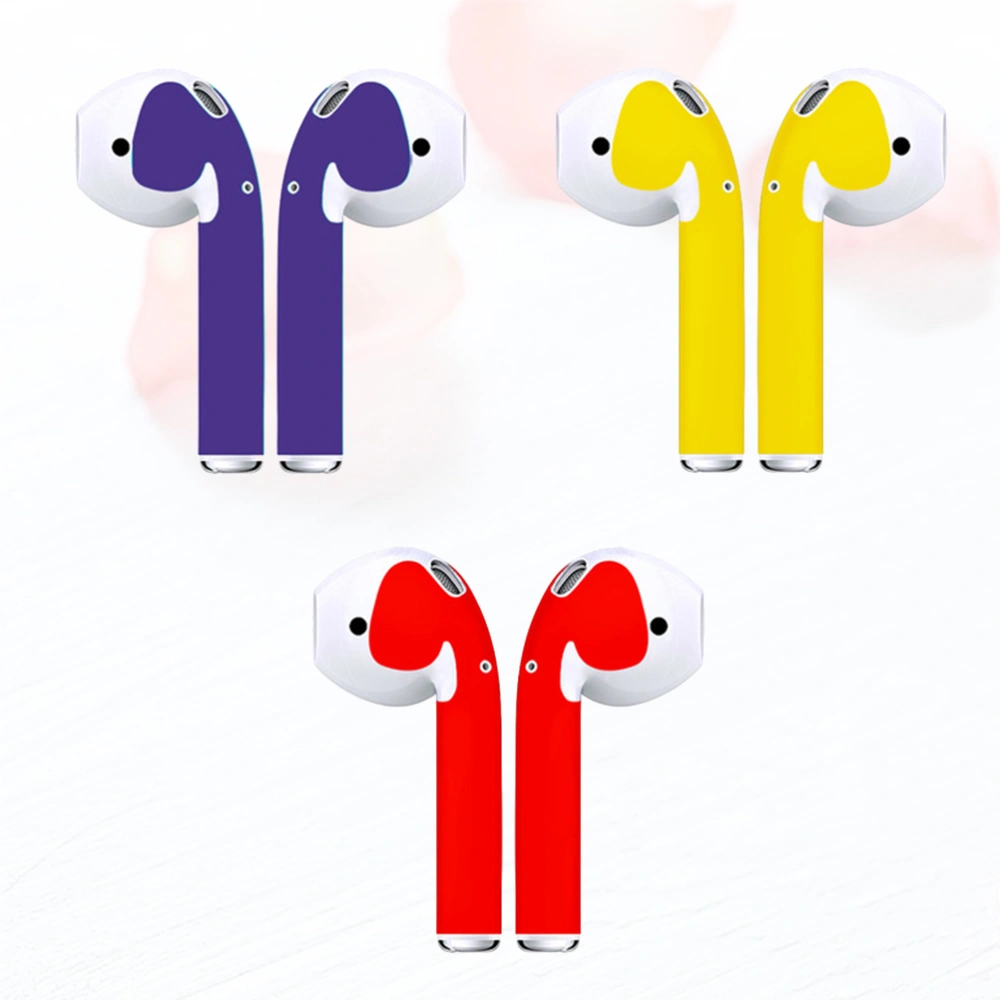 3 Pairs Chic Earphone Sticker Dustproof Wireless Headset Sticker Protective Stickers Compatible for Airpods Pro (Red + Gold + Purple)