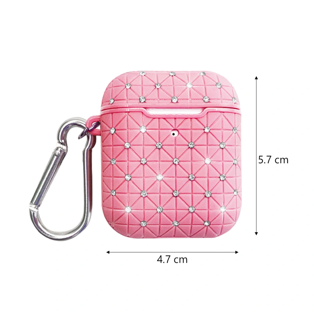 Wireless Earphone Storage Case Protector Diamond TPU Headset Cover Compatible for AirPods 1/2 (Pink)