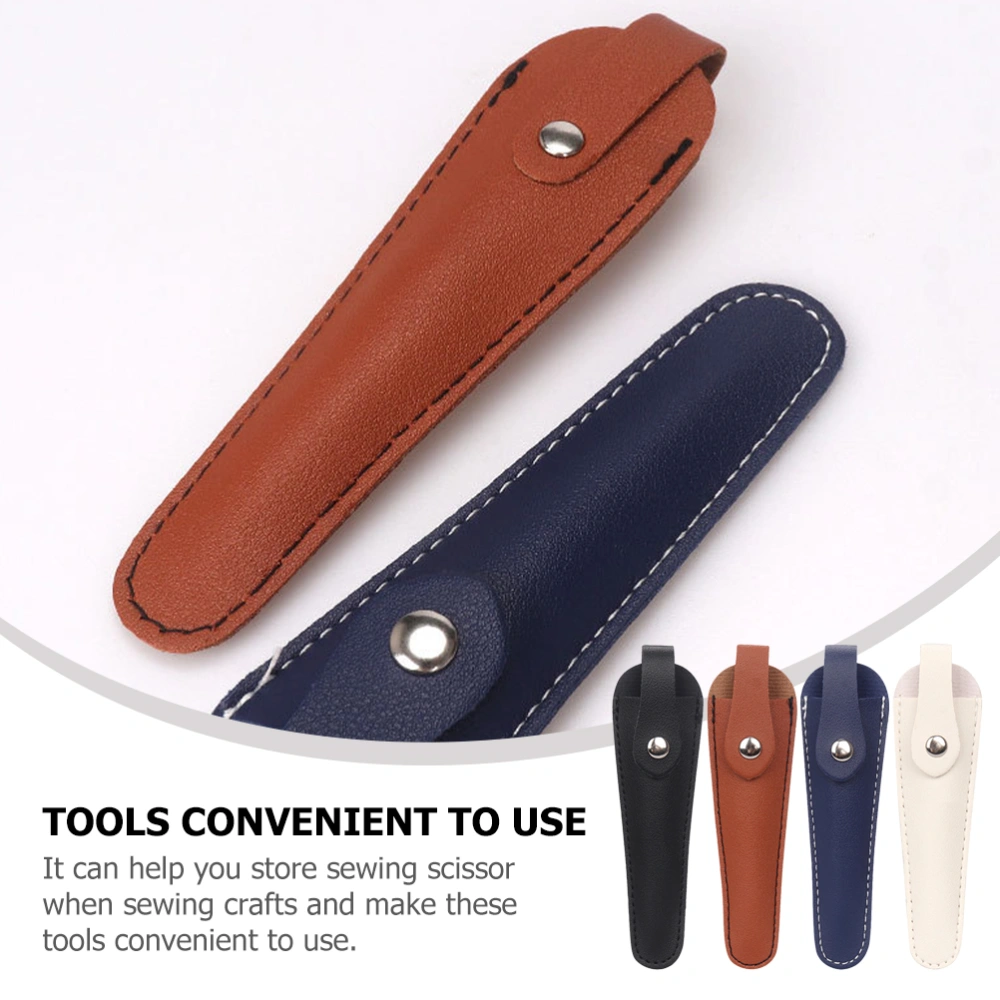 4pcs Scissors Bag Sheath Safety PU Leather Scissors Cover Protector Hair Scissor Sheath Protection Cover