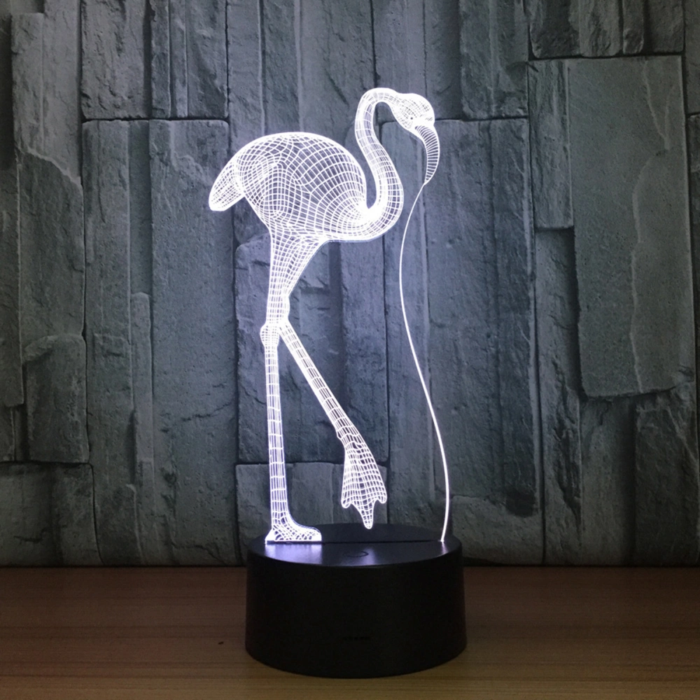 Creative 3D Flamingo LED Night Light 7 Colors Changing Night Lamp USB Battery Dual Power Supply Table Bedroom Home Decoration without Battery (Touch Control + Remote Control)