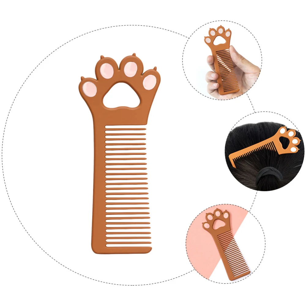 1pc Lovely Girl Comb Hair Cut Tool Cat Paw Decor Comb Portable Zinc Alloy Comb