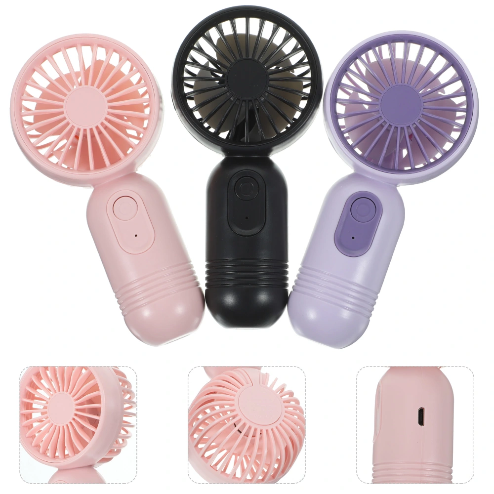 3pcs Portable Small Fan Summer USB Charged Fan for Outdoor Creative Summer Fan Gift with USB Cable