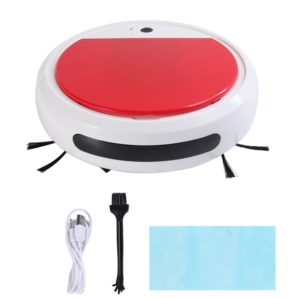 1PC 4-in-1 Sweeping Robot Smart Automatic UV Vacuum Cleaner Dust Catcher for Home (White and Red)