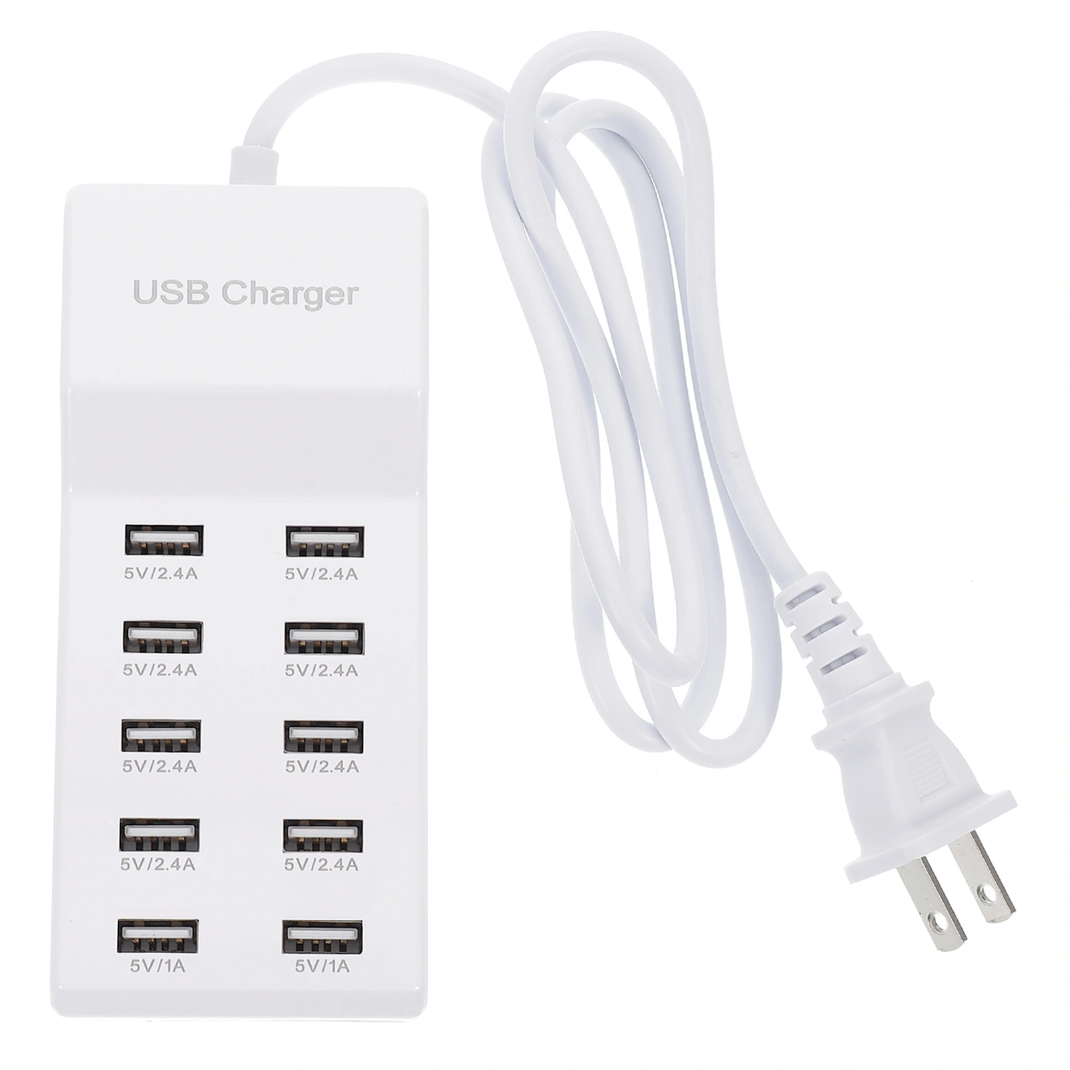 Fast Charger 10A 10-port Portable USB Charger Desktop Charging Dock US Plug