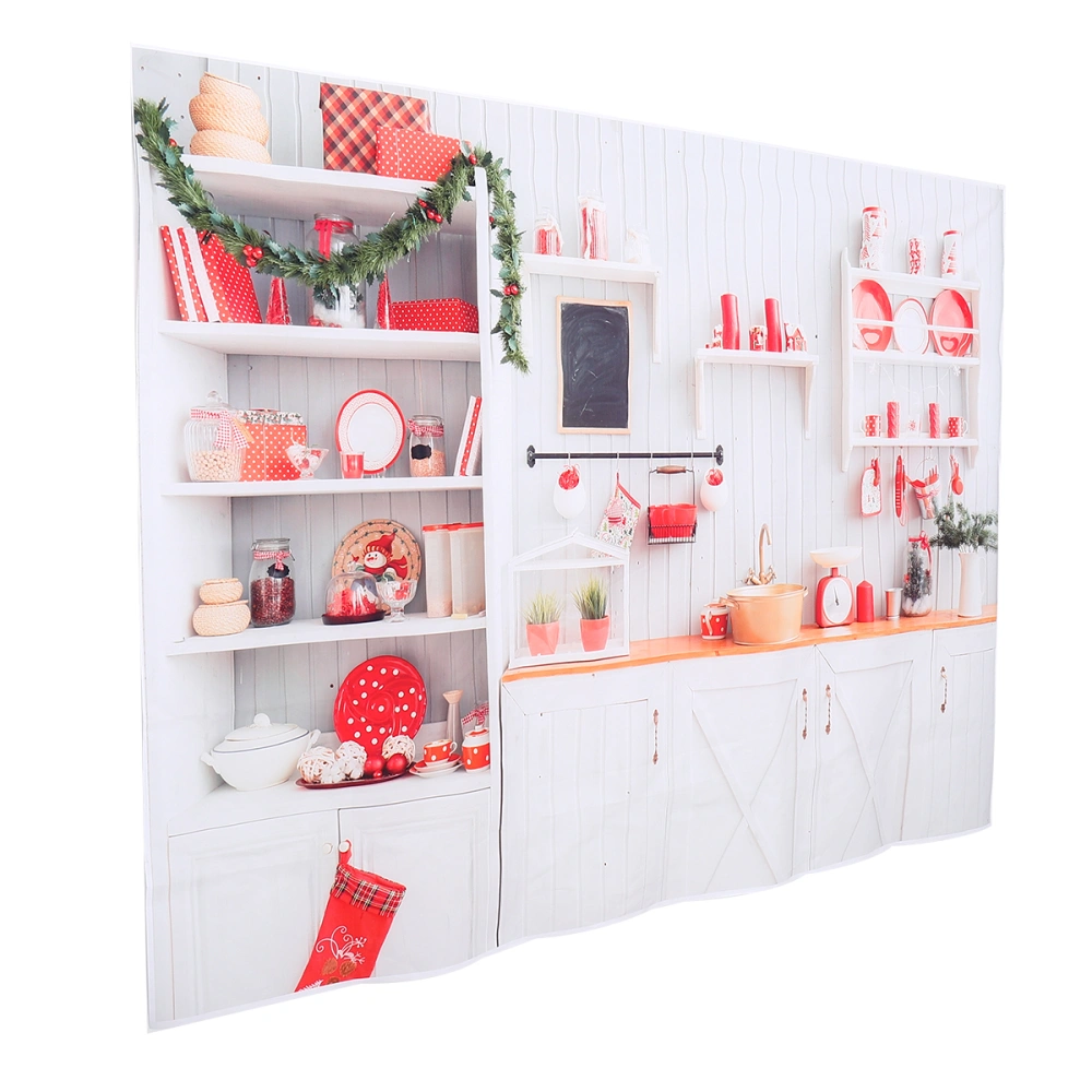 Christmas Kitchen Background Photo Backdrop Background Cloth for Photo Studio