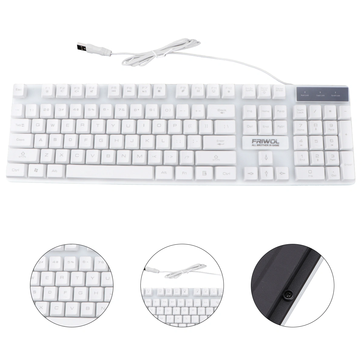 1 Pc Wired Keyboard Waterproof Gaming Keyboard Office Laptop Illuminate Keyboard