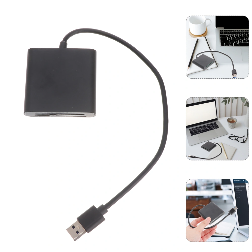 USB 3.0 Reader 3 in 1 Aluminum Superspeed Micro SD/ TF/ CF USB Reader for Computer Laptop Tablet PC (Black)