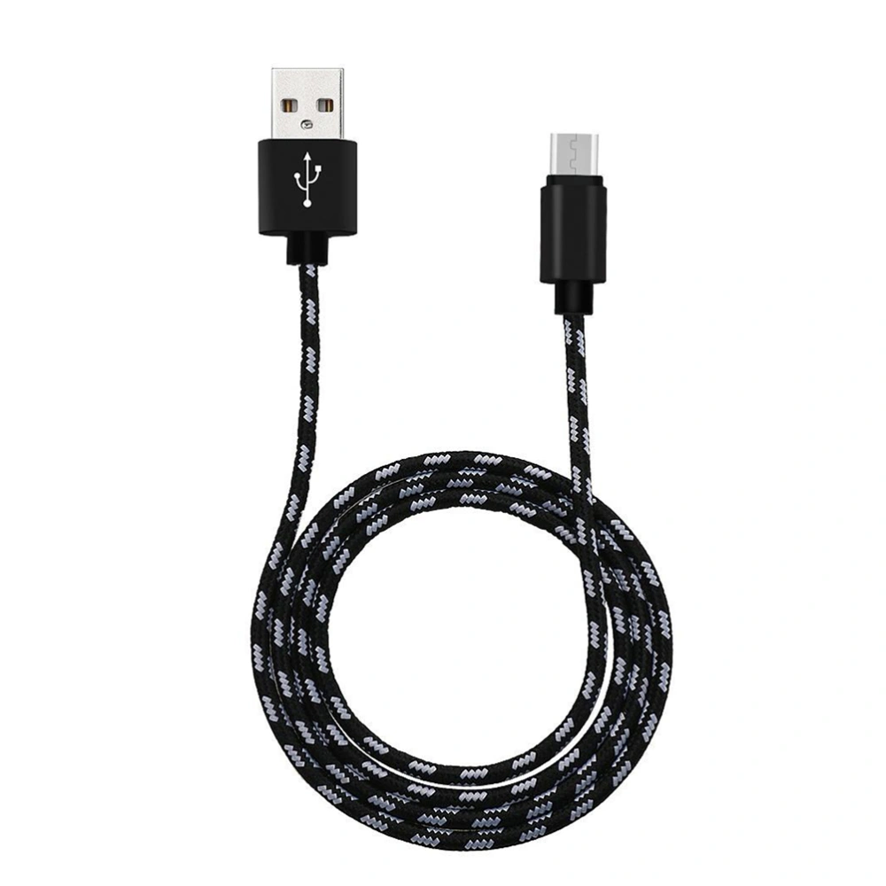 3 M Plaid Knitting Micro USB Data Sync Charging Cable for Android (Black)