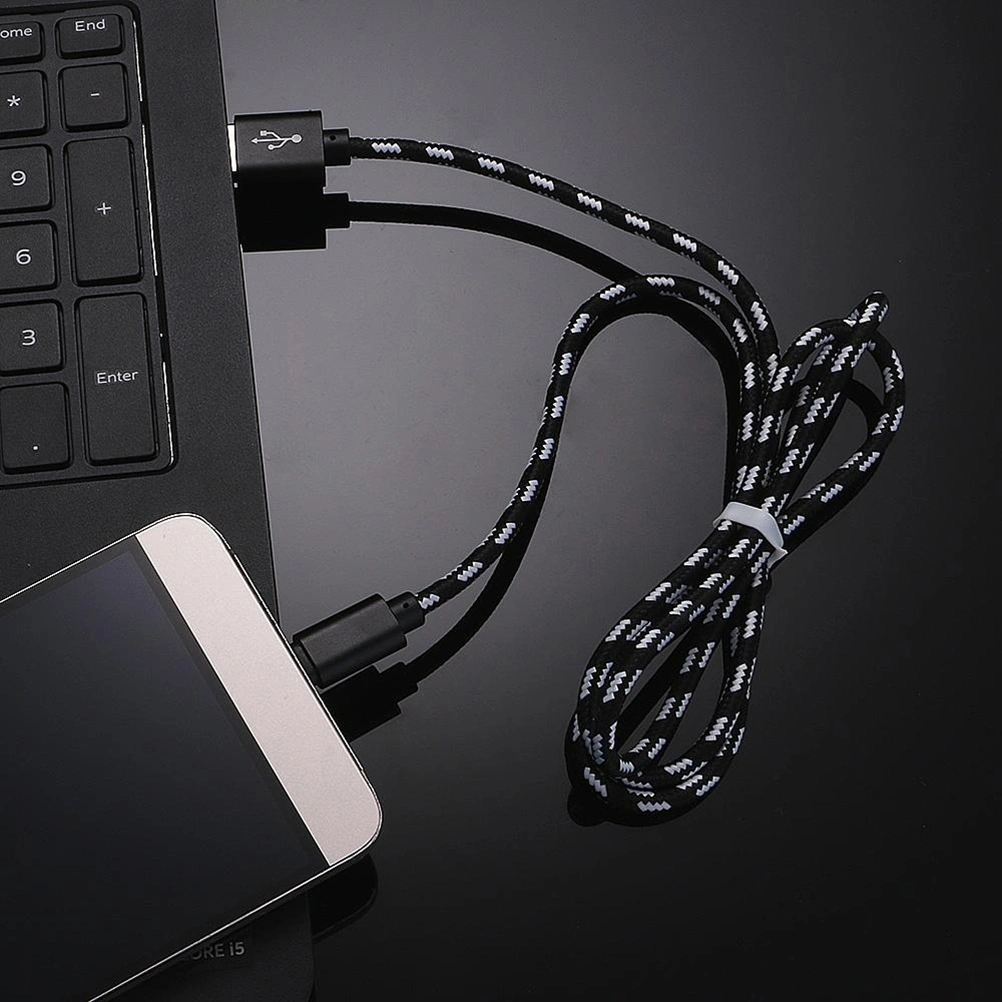 3 M Plaid Knitting Micro USB Data Sync Charging Cable for Android (Black)