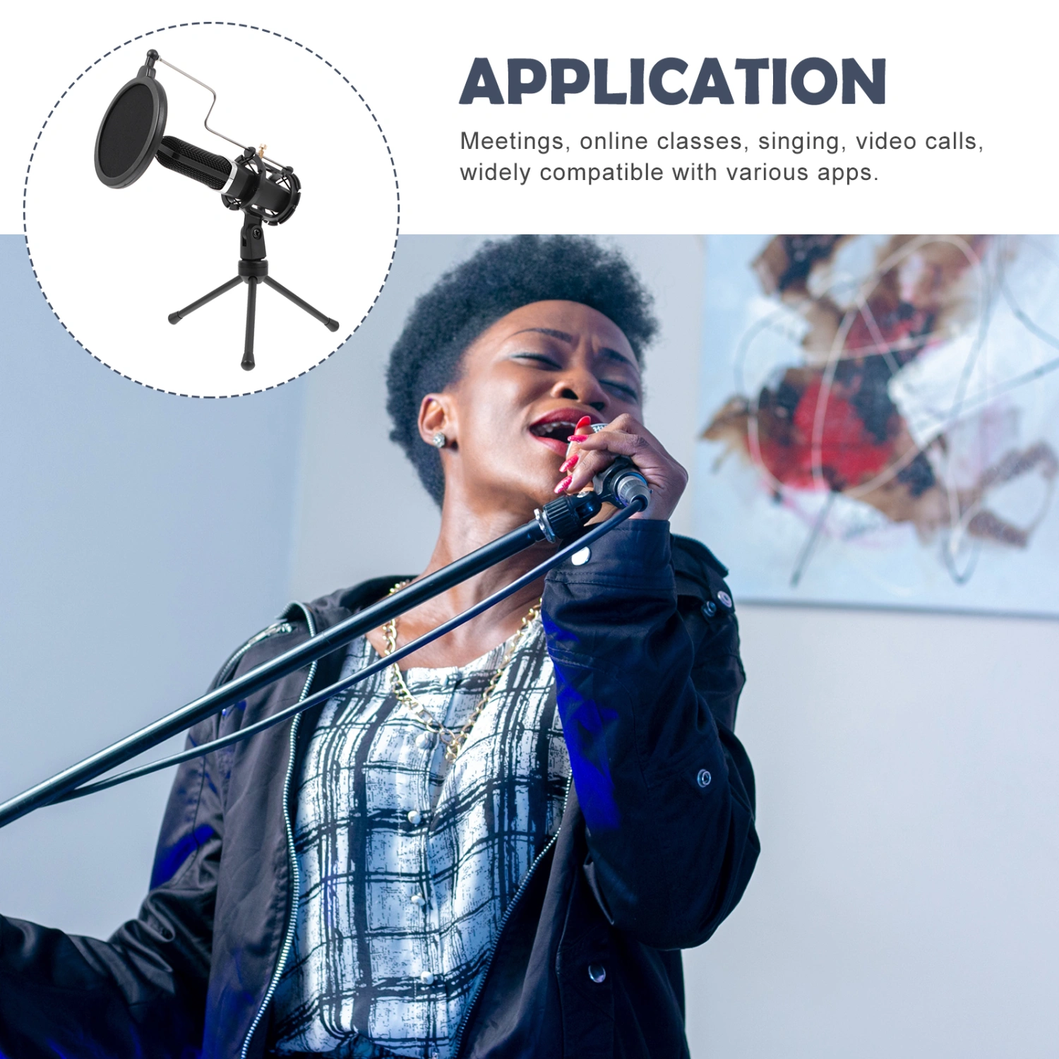 1 Set Live Broadcast Computer Microphone Kit Condenser Microphone Set (Black)