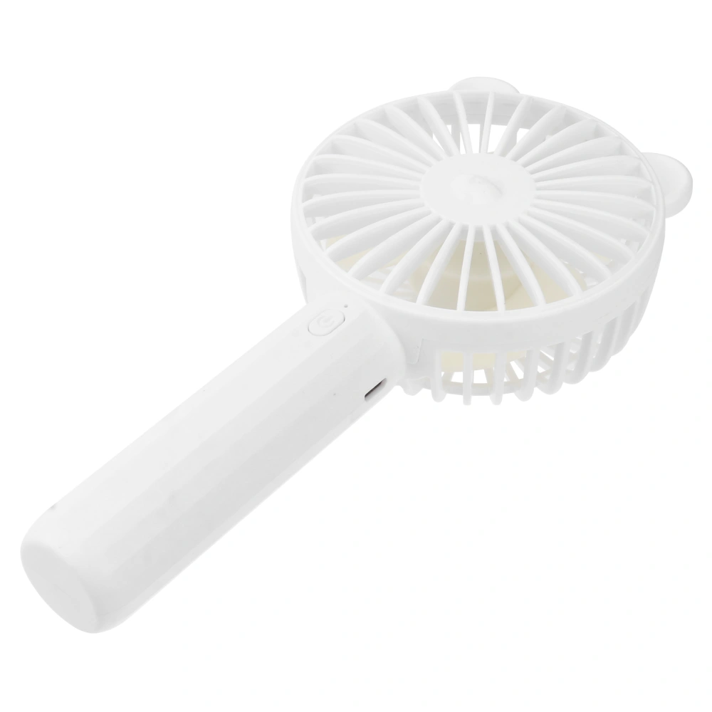 Mini Desktop Fan USB Charging Fan Useful Practical Handheld Fan with Light for Home Office Daily Use (White)