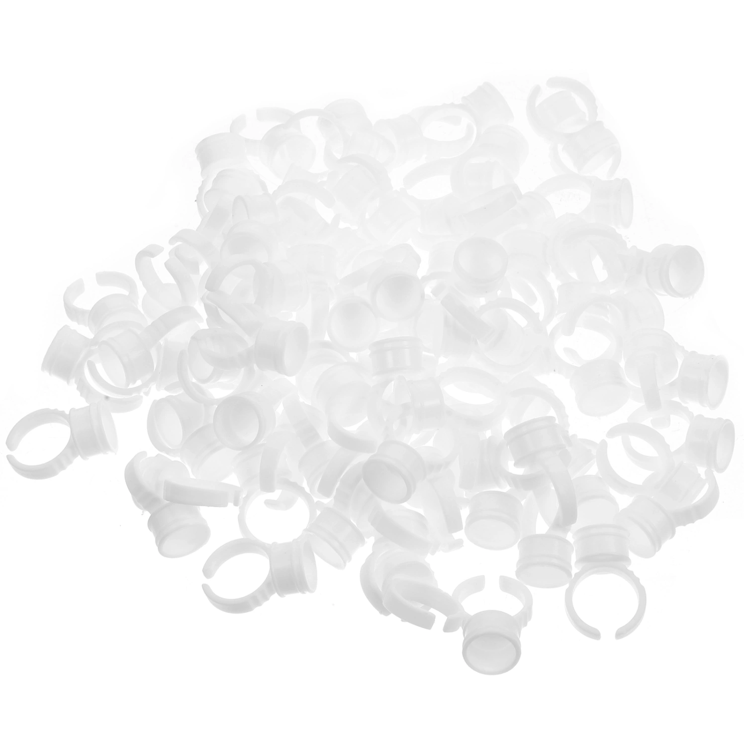 100pcs Eyelash Makeup Rings Tool Ink Ring Holder Disposable Pigment Container for Eyebrow Tattooing No Separation Size M (White)