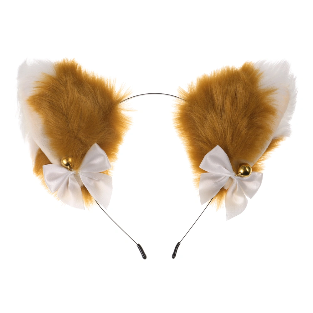 Beaupretty Cat Ears Headband Cosplay Bell Ribbon Bow Hairband Fluffy Girl Women Party Headwear