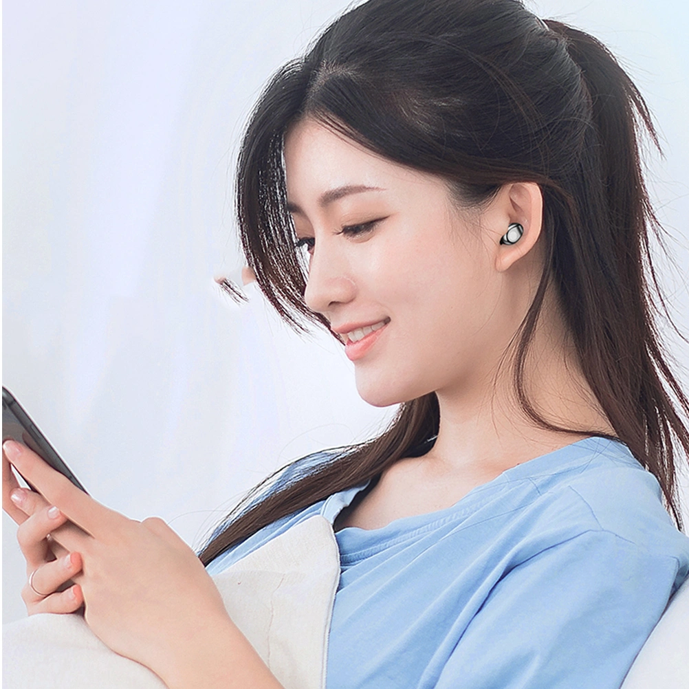 1 Set Mini Wireless Connecting Headset Portable Wireless 5.0 Earphone Waterproof Sweatproof Earphone Touch Power Display Headphone for Women Men (Black)