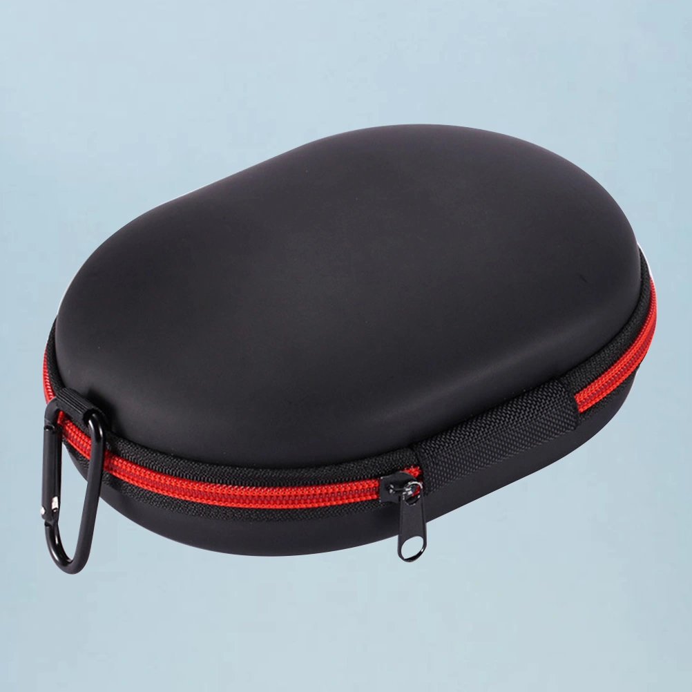 1pc Headphone Storage Bag Portable Headphone Storage Pouch Durable Practical Zipper Headphone Bag Compatible for without Buckle (Black Red)