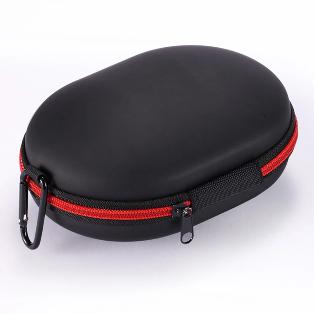 1pc Headphone Storage Bag Portable Headphone Storage Pouch Durable Practical Zipper Headphone Bag Compatible for without Buckle (Black Red)