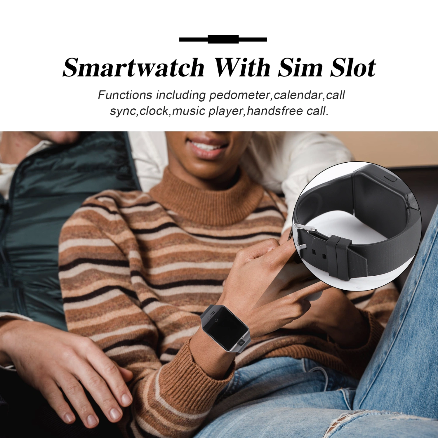 Q18 Smart Wrist WatchSmartwatch Phone with Camera TF/SIM Slot GSM Anti-lost Watch (Black)