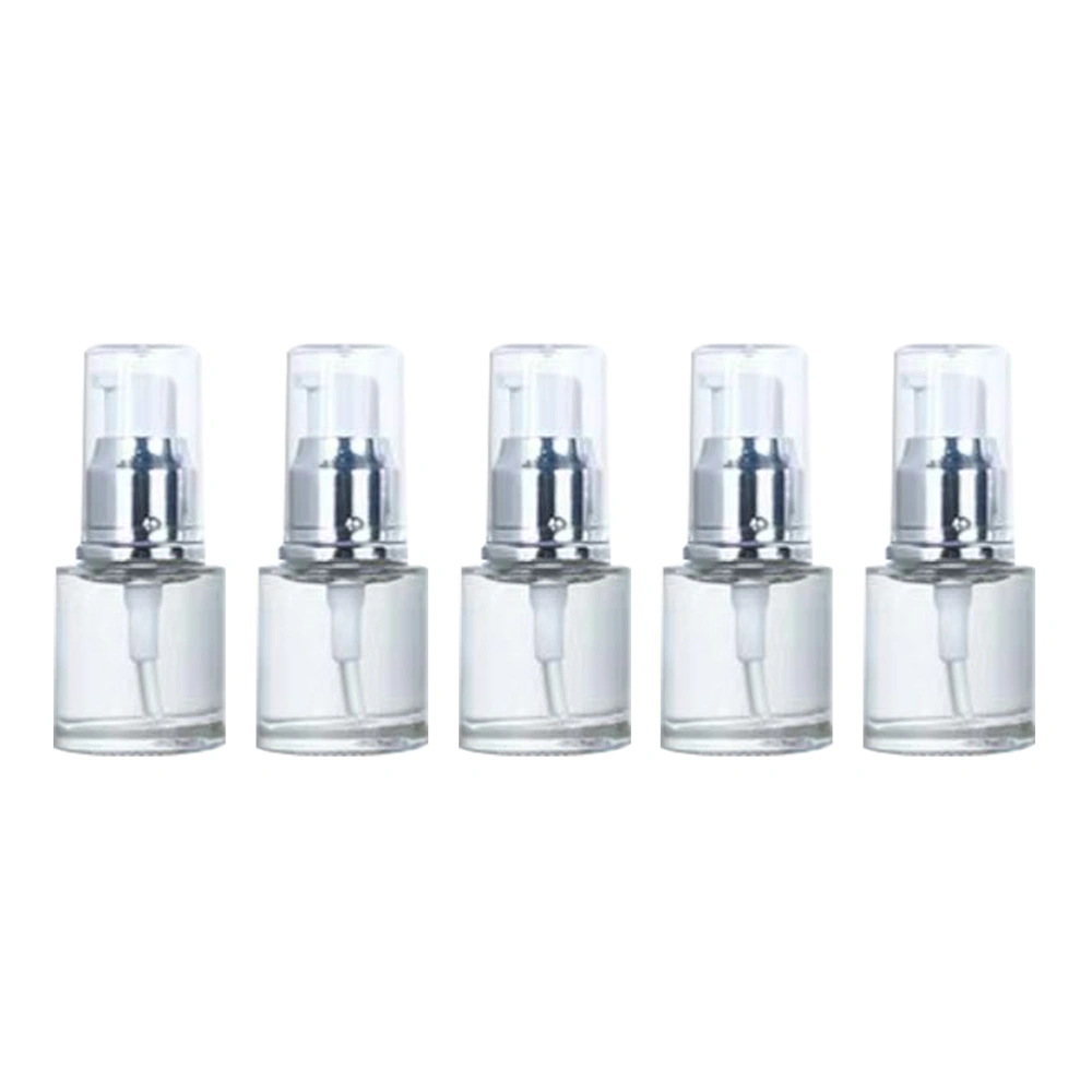 5Pcs Empty Pump Cosmetic Bottles Essential Oil Bottle Empty Bottles Portable Pump Bottle (Silver and White 20ml)