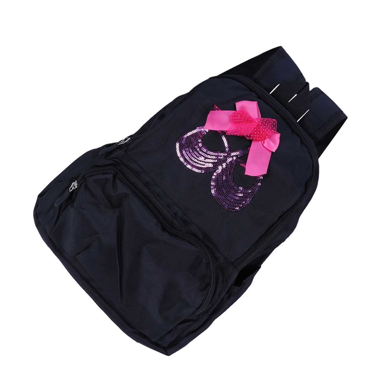 Creative Child Backpack Ballet Dance Pattern Pack Canvas Casual Bag for Campus Students Girls (Black)