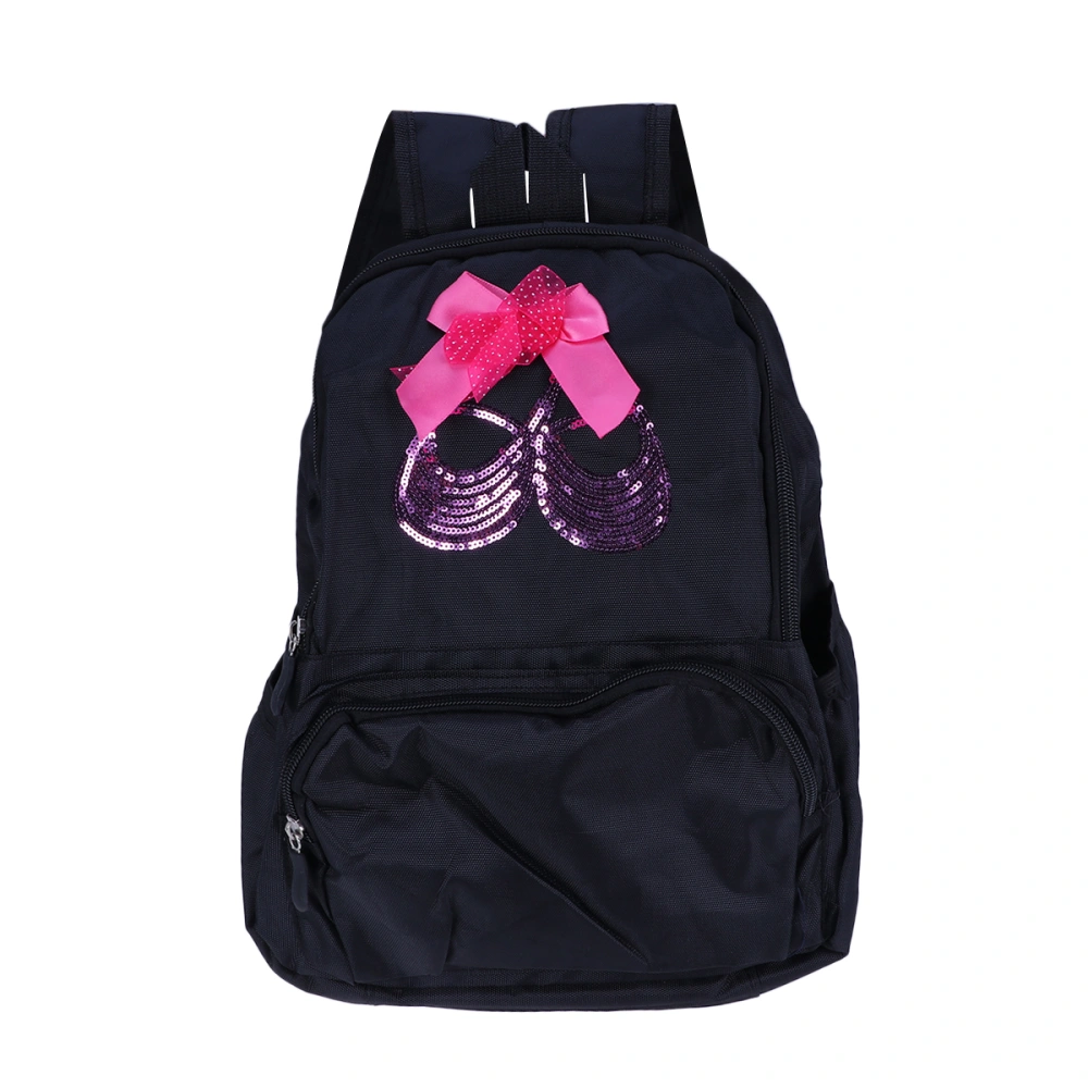 Creative Child Backpack Ballet Dance Pattern Pack Canvas Casual Bag for Campus Students Girls (Black)