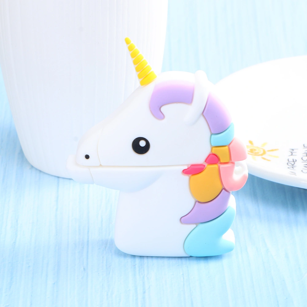 1pc Earphone Protective Cover Case Shell Cartoon Unicorn Design with Climbing Hook Compatible for Airpods1/2 (Colorful)