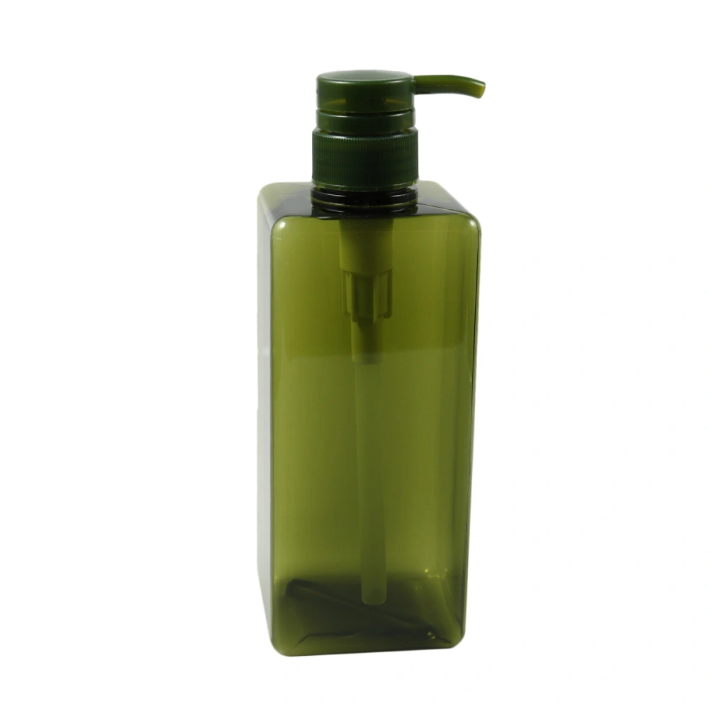 650ML Large Capacity Transparent Square Lotion Bottle Shampoo Shower Gel Bottle(Dark Green)