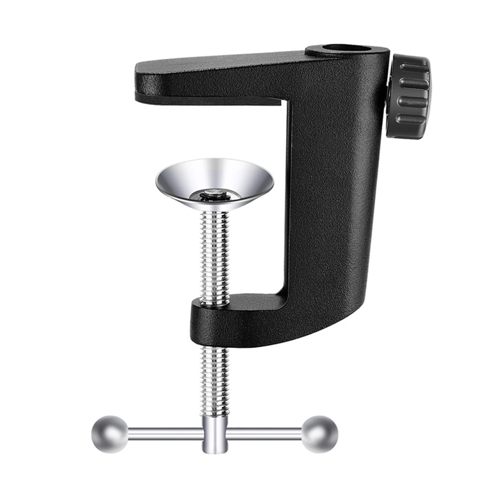 Aluminum Alloy C-type Fixation Table Light H Clamp Microphone Bracket Holder Base Fixed Clip Base Hose Metal Clamp (Black)