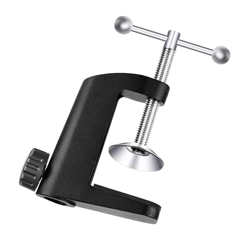 Aluminum Alloy C-type Fixation Table Light H Clamp Microphone Bracket Holder Base Fixed Clip Base Hose Metal Clamp (Black)