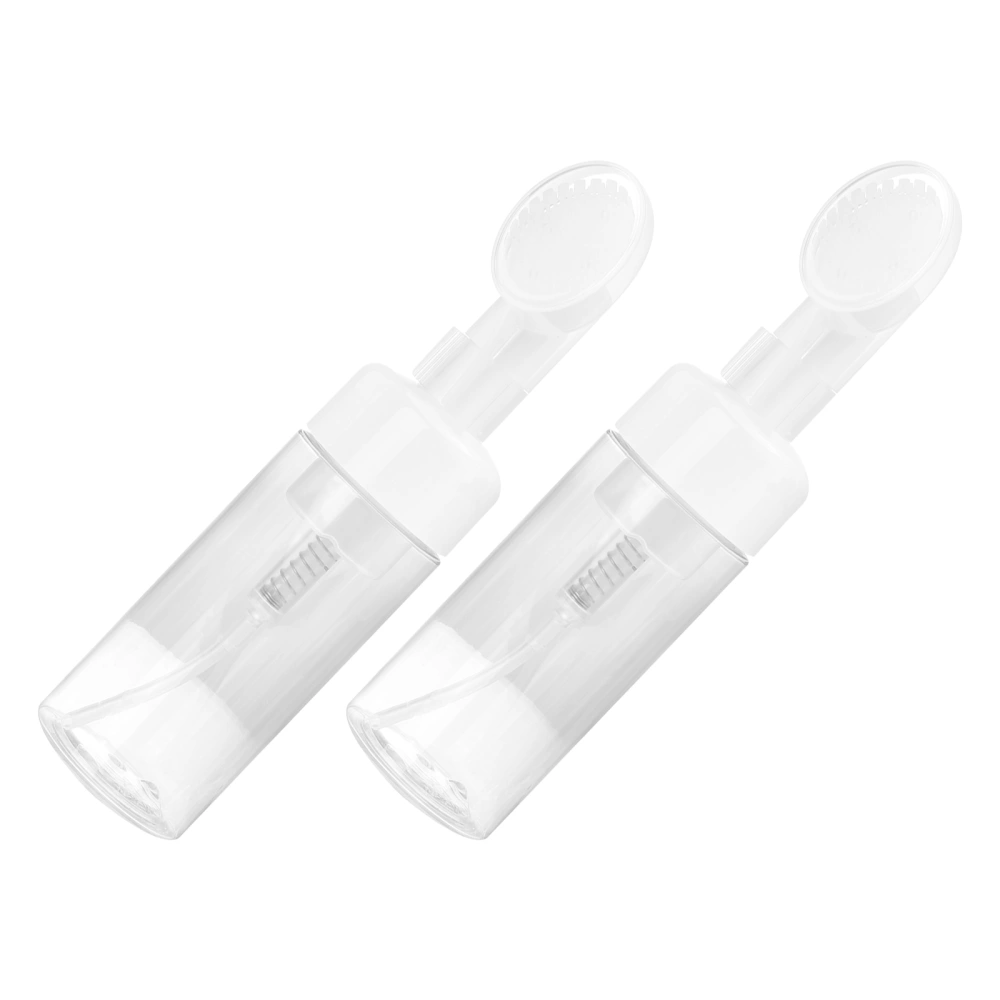 2pcs Transparent Plastic Foaming Bottles Portable Sub Bottles Brush Bottles