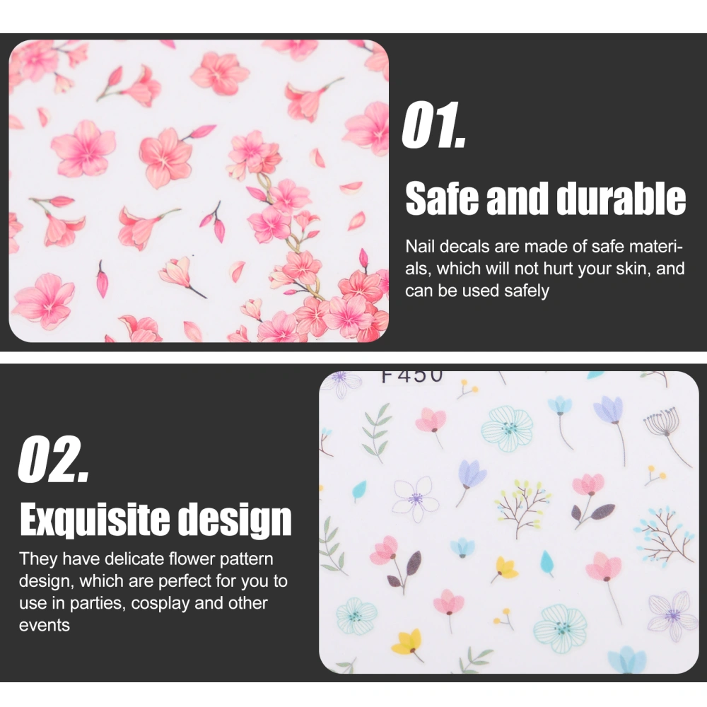 6pcs Nail Art Stickers Flower Decal Nails Art Decor Supply Manicure Decals