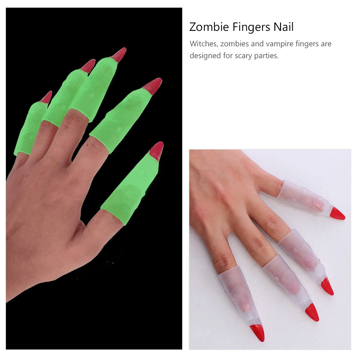 24pcs Witch Finger Halloween Party Cosplay Prop Witch Costume FingerColorful Fake Fingers