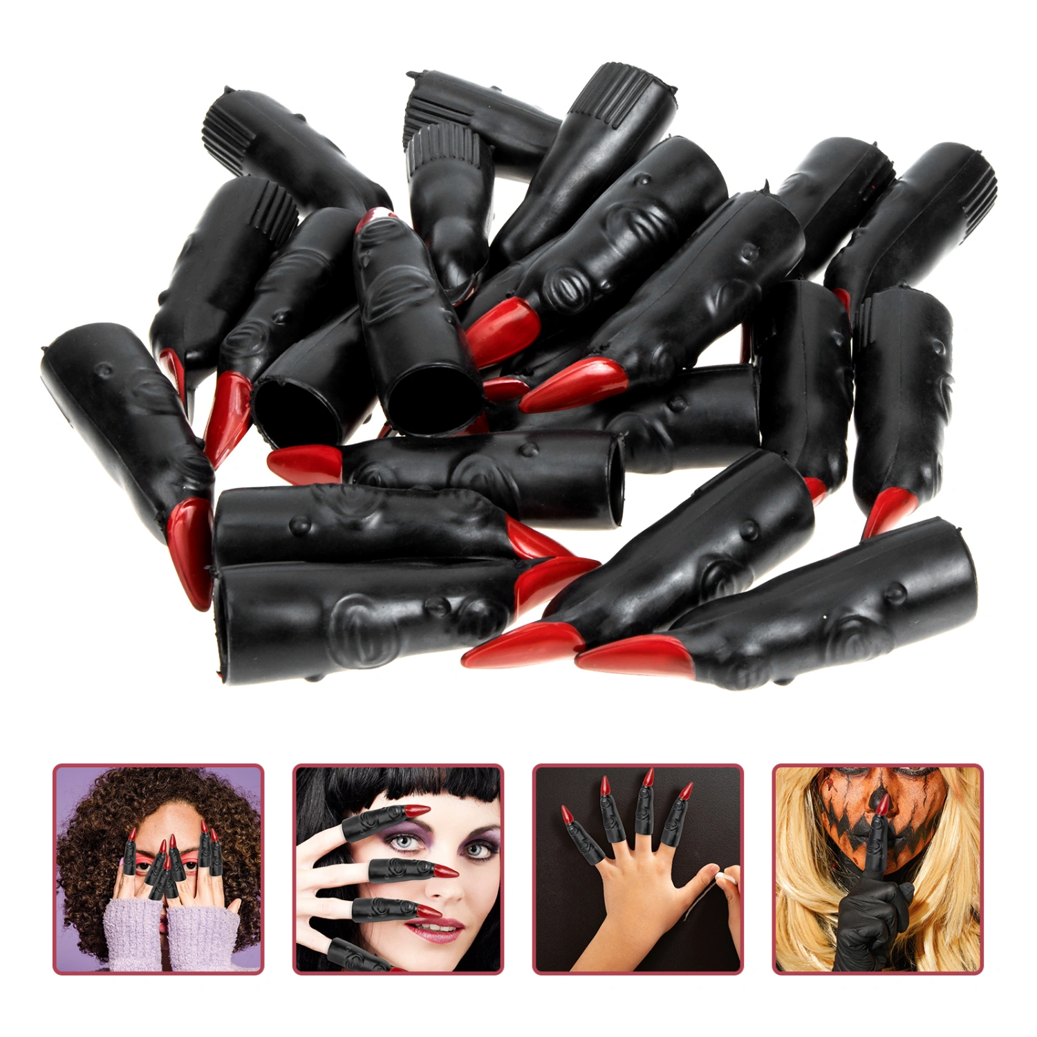 24pcs Witch Finger Halloween Party Cosplay Prop Witch Costume FingerColorful Fake Fingers