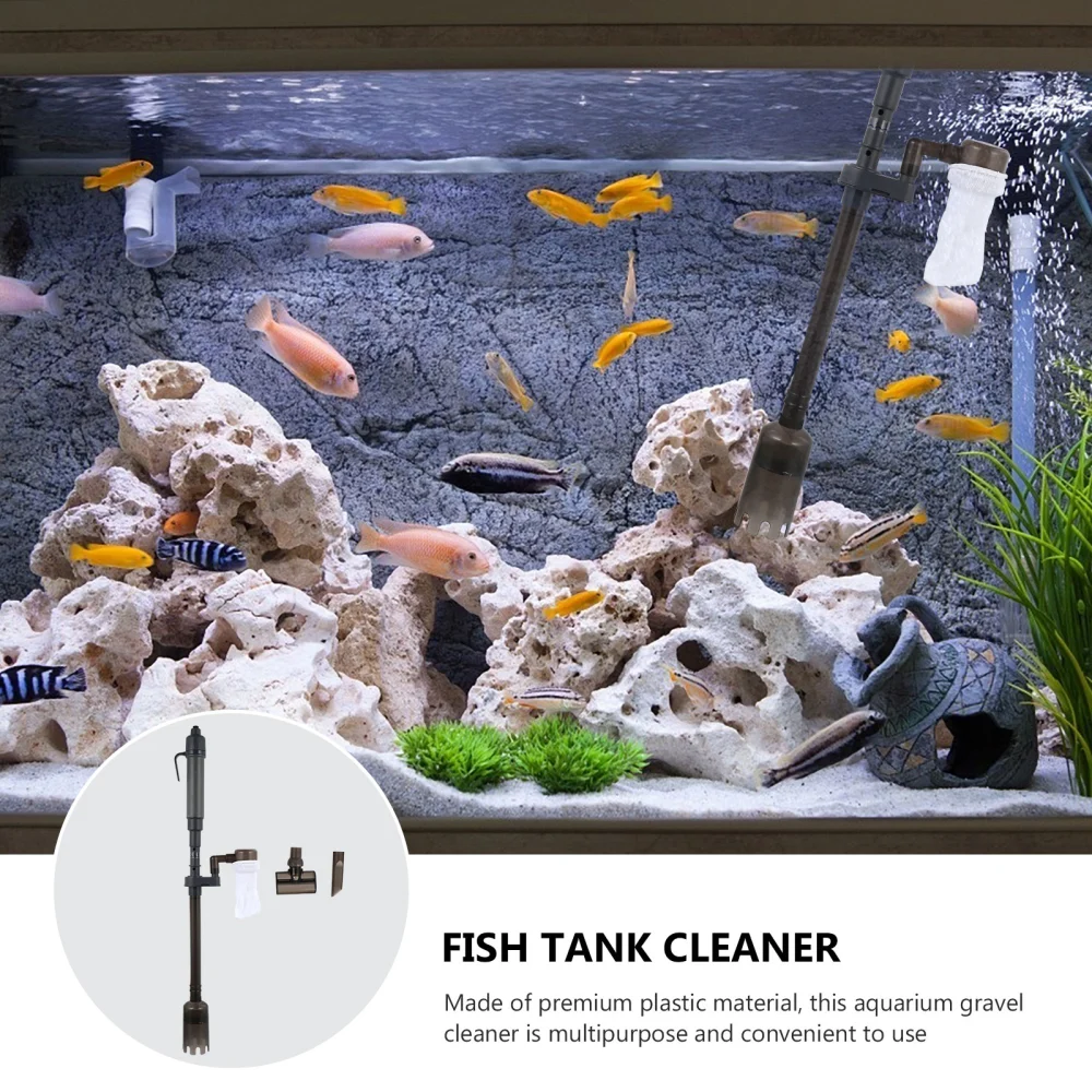 1 Set Aquarium Gravel Cleaner Electric Vacuum Fish Tank Water Changer No Battery