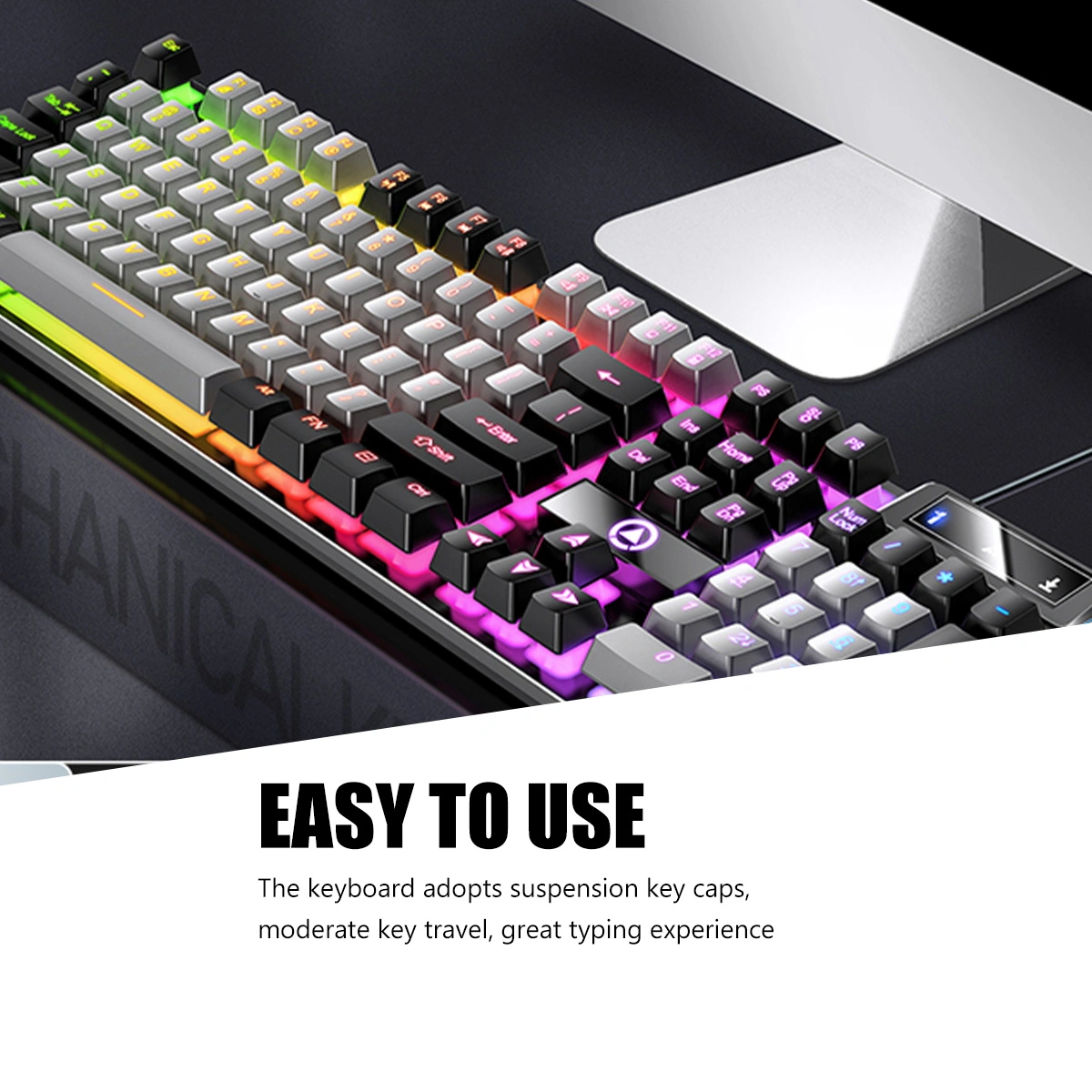 Gaming Keyboard 104 Keys RGB Keyboard Full Size Keyboard Gaming Accessories