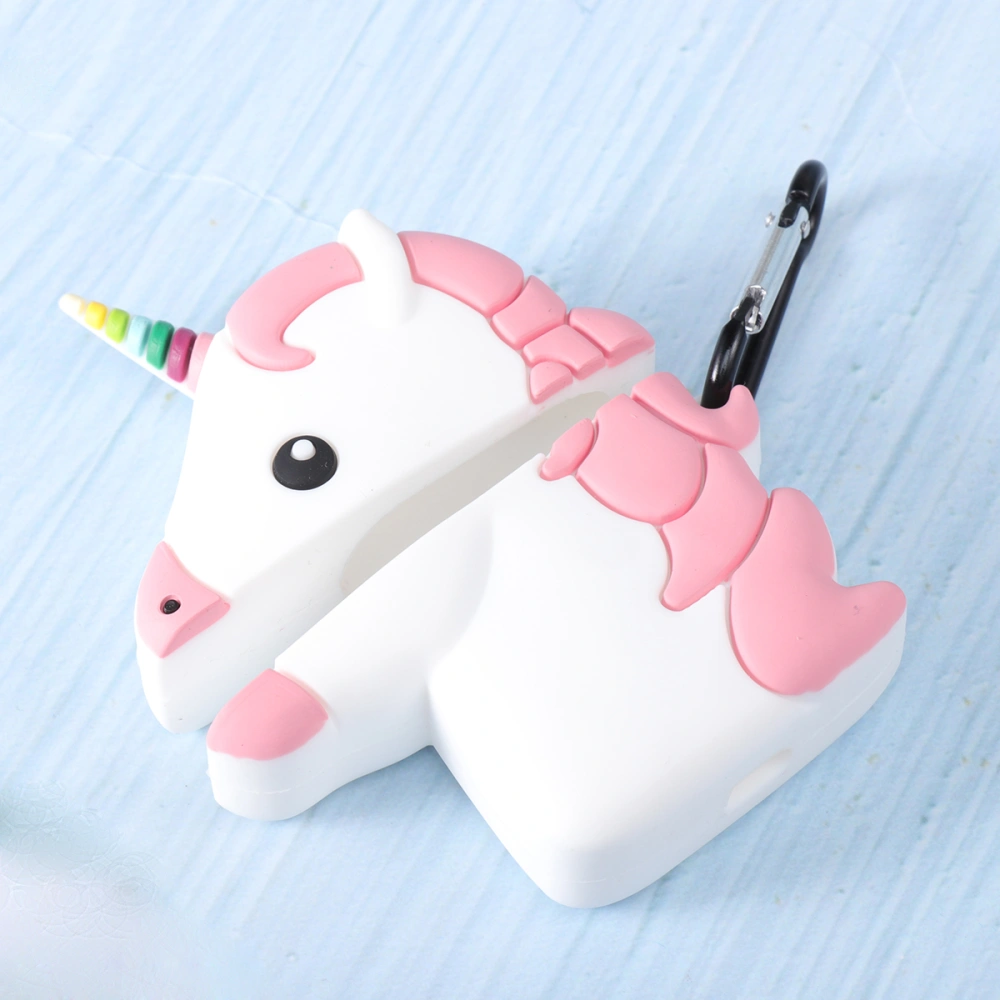 1pc Earphone Protective Cover Case Shell Cartoon Unicorn Design with Climbing Hook Compatible for Airpods1/2 (Pink + White)