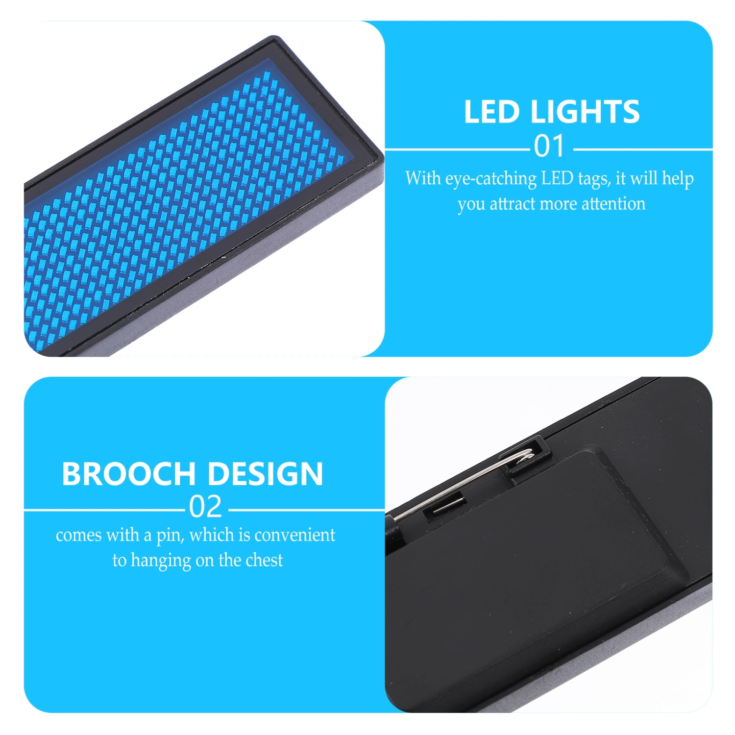 Rechargeable LED Name Tag Restaurant LED Name Badge Reusable Price Tag with USB Cable