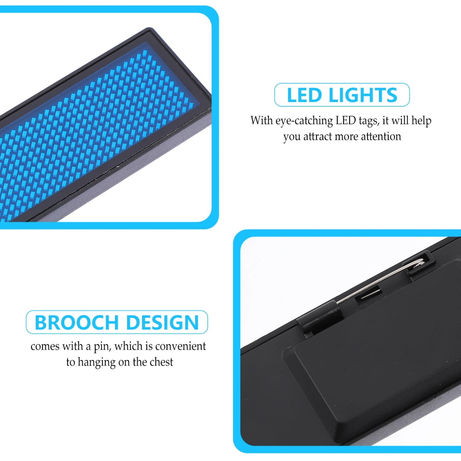Rechargeable LED Name Tag Restaurant LED Name Badge Reusable Price Tag with USB Cable