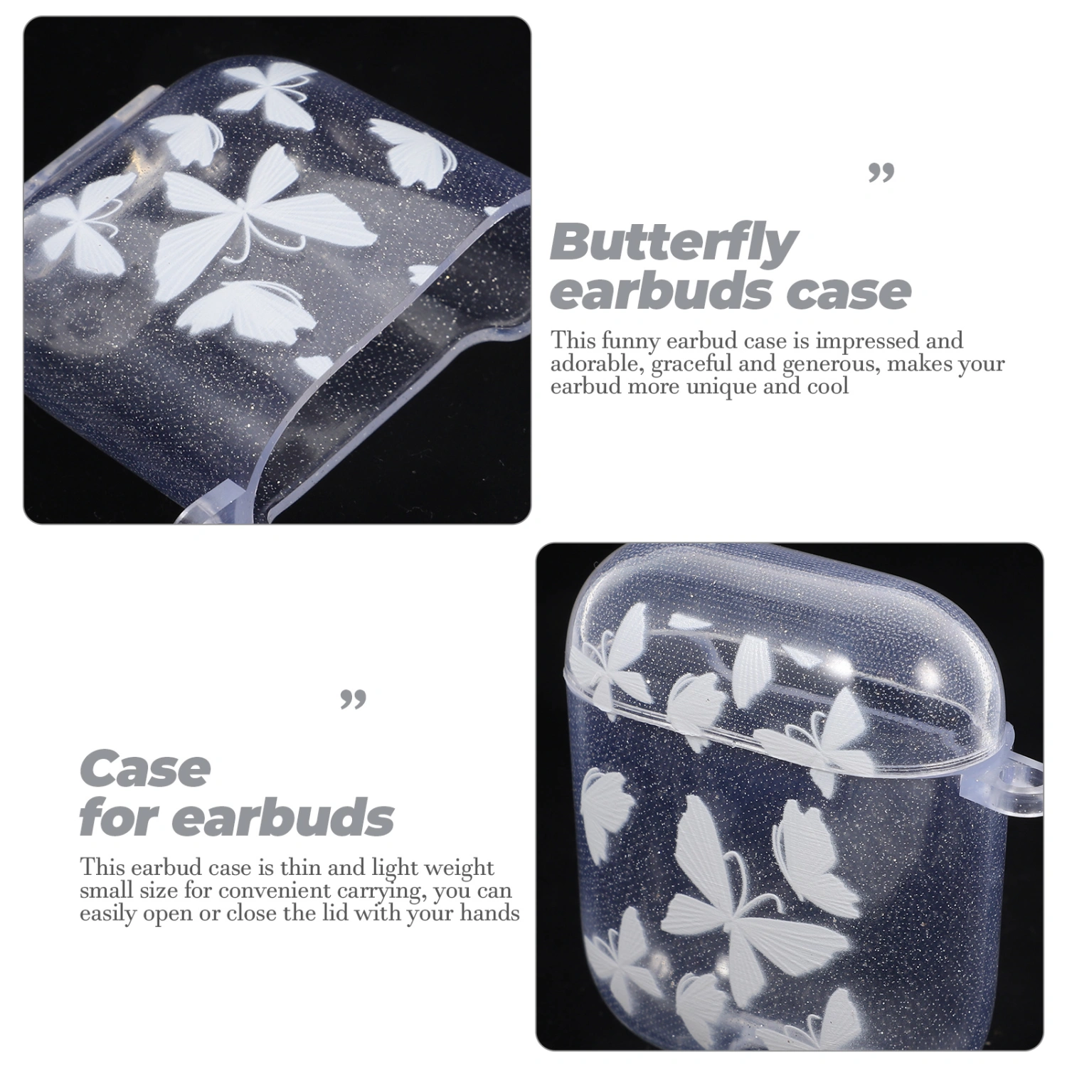 Earbuds Case Earbuds Protection Shell Beaded Chain Earbuds Cover Compatible with Airpods 1 2 Generation