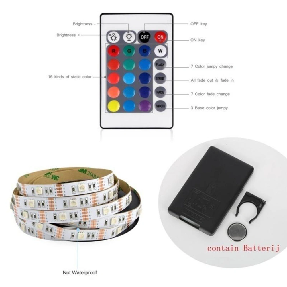 5V Waterproof SMD 5050 60 LEDs 50CM RGB LED Strip Lights Set Flexible Tape Lights for Indoor Club Party Decoration with IR Remote Controller