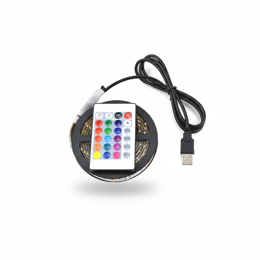 5V Waterproof SMD 5050 60 LEDs 50CM RGB LED Strip Lights Set Flexible Tape Lights for Indoor Club Party Decoration with IR Remote Controller