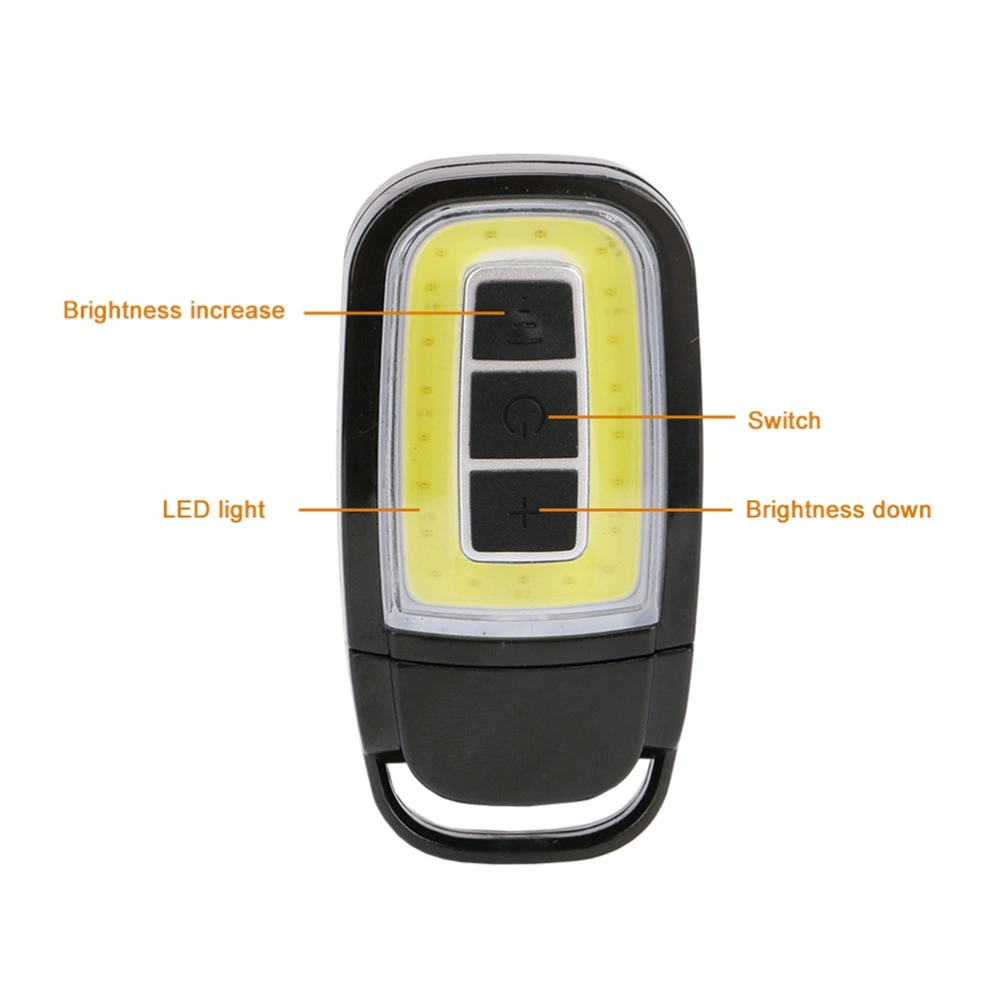 USB LED Light Keychain Mini COB Flashlight Bright Key Ring Light Torch for Outdoor (Black)