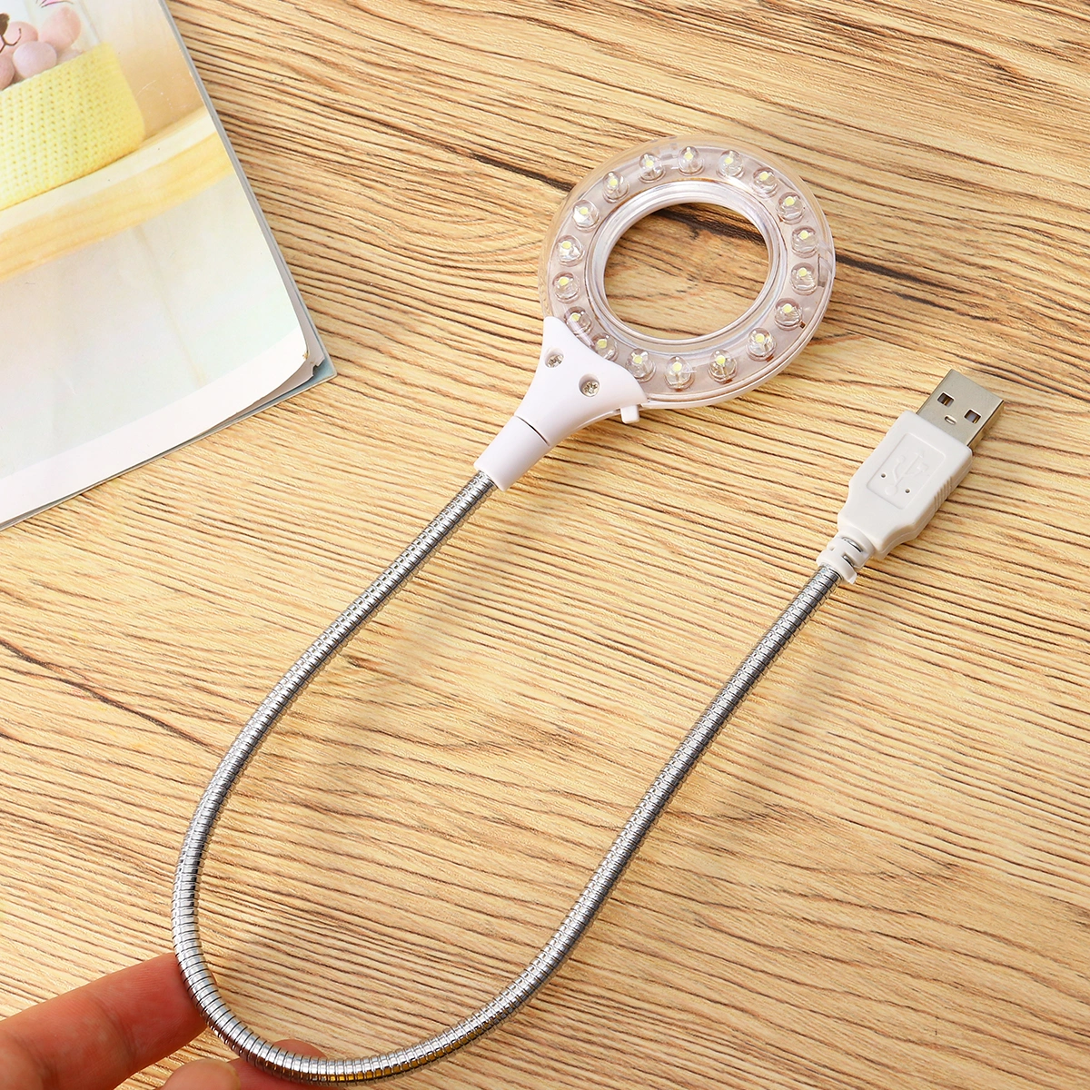 1pc Flexible USB 18 LED Light Lamp Adjustable Reading Lamp Portable Night Lamp for Power Bank PC Laptop Notebook Computer with Switch (White)