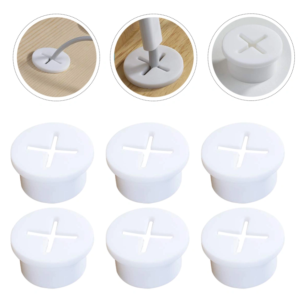 8pcs White Furniture Cable Wire Rubber Grommet Cable Wire Hole Cover for Home